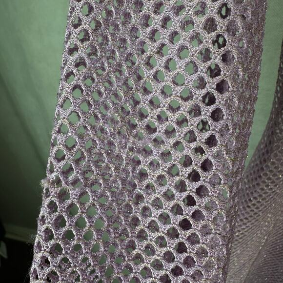 Becca Mesh Scoop Neck Long Sleeve Metallic Beach Coverup Dress Small - Picture 10 of 10